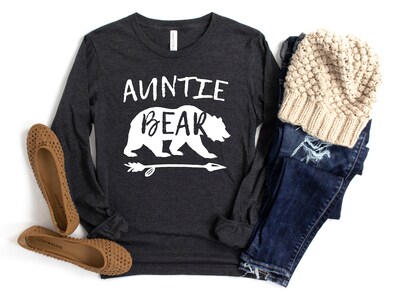 Auntie Bear Long Sleeve Shirt, Aunt Shirt, Auntie T Shirt, Gift for Auntie, Favorite Aunt, New Aunt Tee - image4